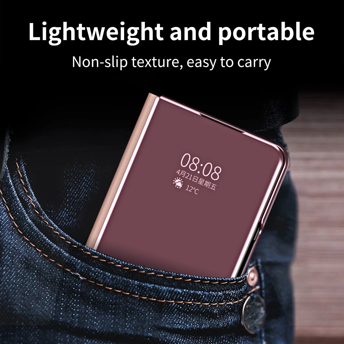 Magnetic Mirror Clear luxury Phone Case for Samsung Galaxy Z Fold 6 5 4 3 5G Fold6 Fold5 Smart Window PU Leather Case Full Cover