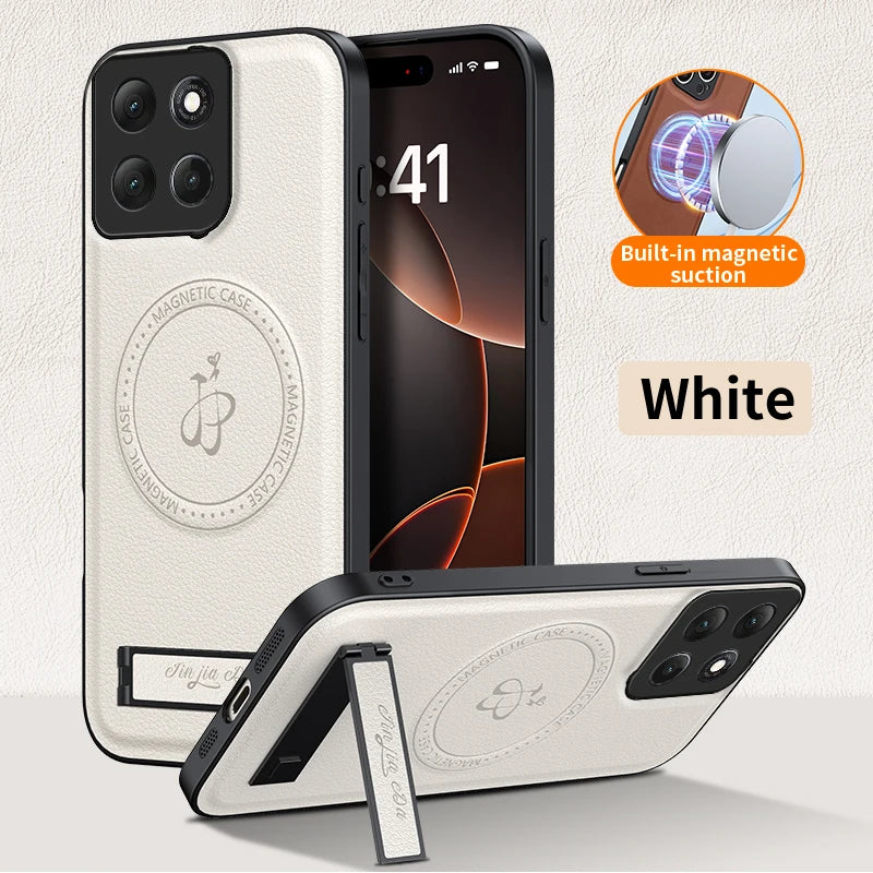 For MOTO G86 G85 G64 G84 G67 Power G75 5G Holder Lens Protection Soft Phone Case Magnetic Wireless Charging Leather Cover Cases