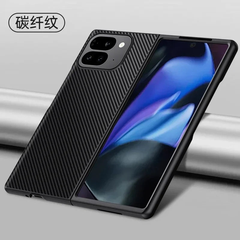 Plain PU Leather Phone Case For Google Pixel 9 Pro Fold Matte Cover Silicone Shockproof Soft Edge Back Cover For Pixel Fold2