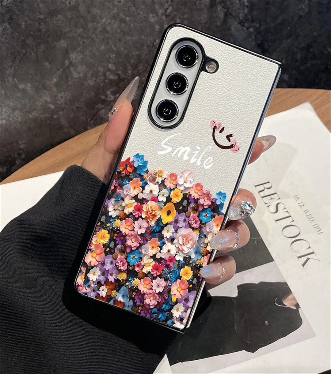 Luxury Korean Cute Half Screen Colorful Flower Phone Case for Samsung Galaxy ZFold7 Z Fold6 Z Fold3 Zfold5 Z Fold4 Back Cover