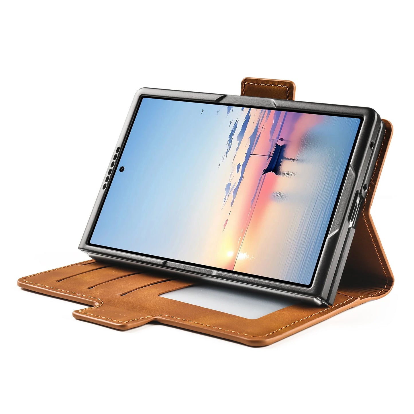 Luxury Business Flip Card Slot Wallet Leather Phone Case‌ for Samsung Z Fold 8 Wide Shockproof Book Stand Comfortable Grip Cover