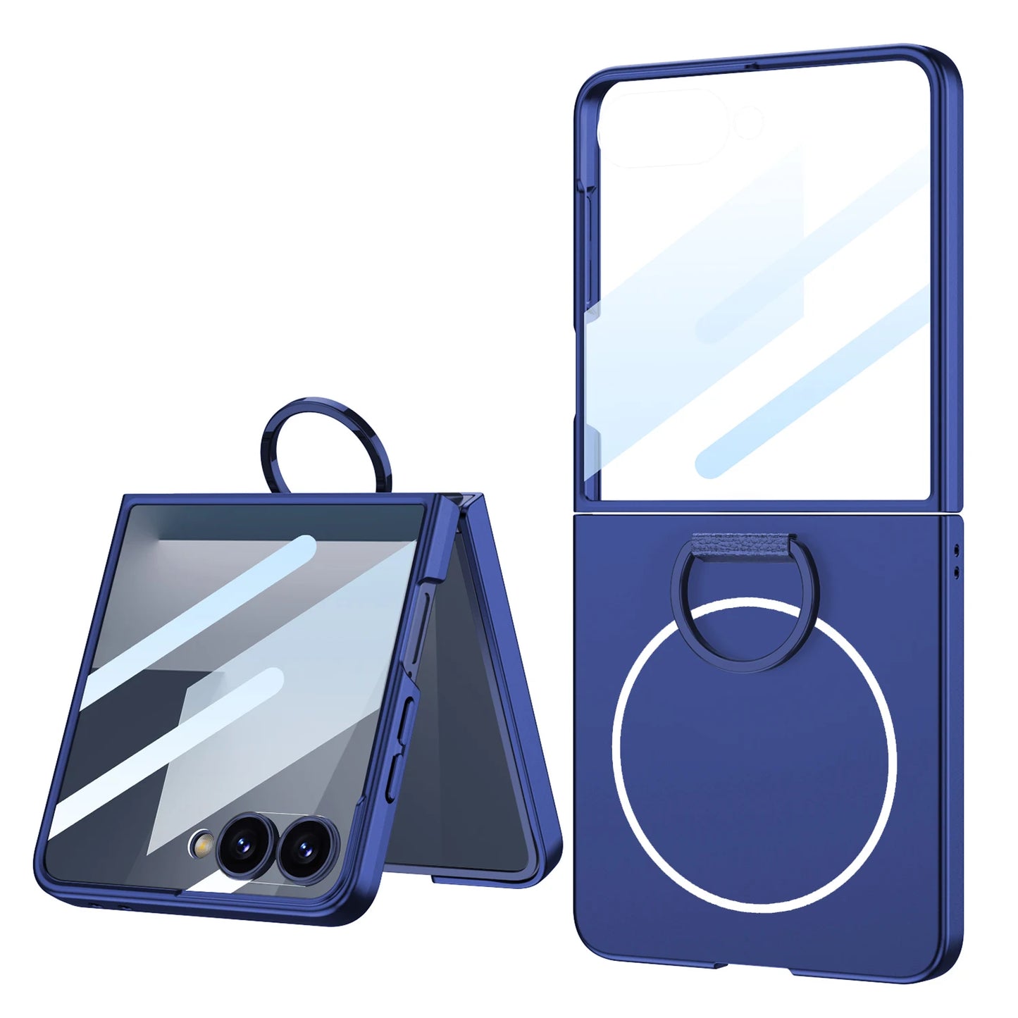 Luxury Magnetic Integrated Case With Ring For Samsung Galaxy Z Flip 7 ZFlip7 2-piece Set With Film For Magsafe Back Cover Funda