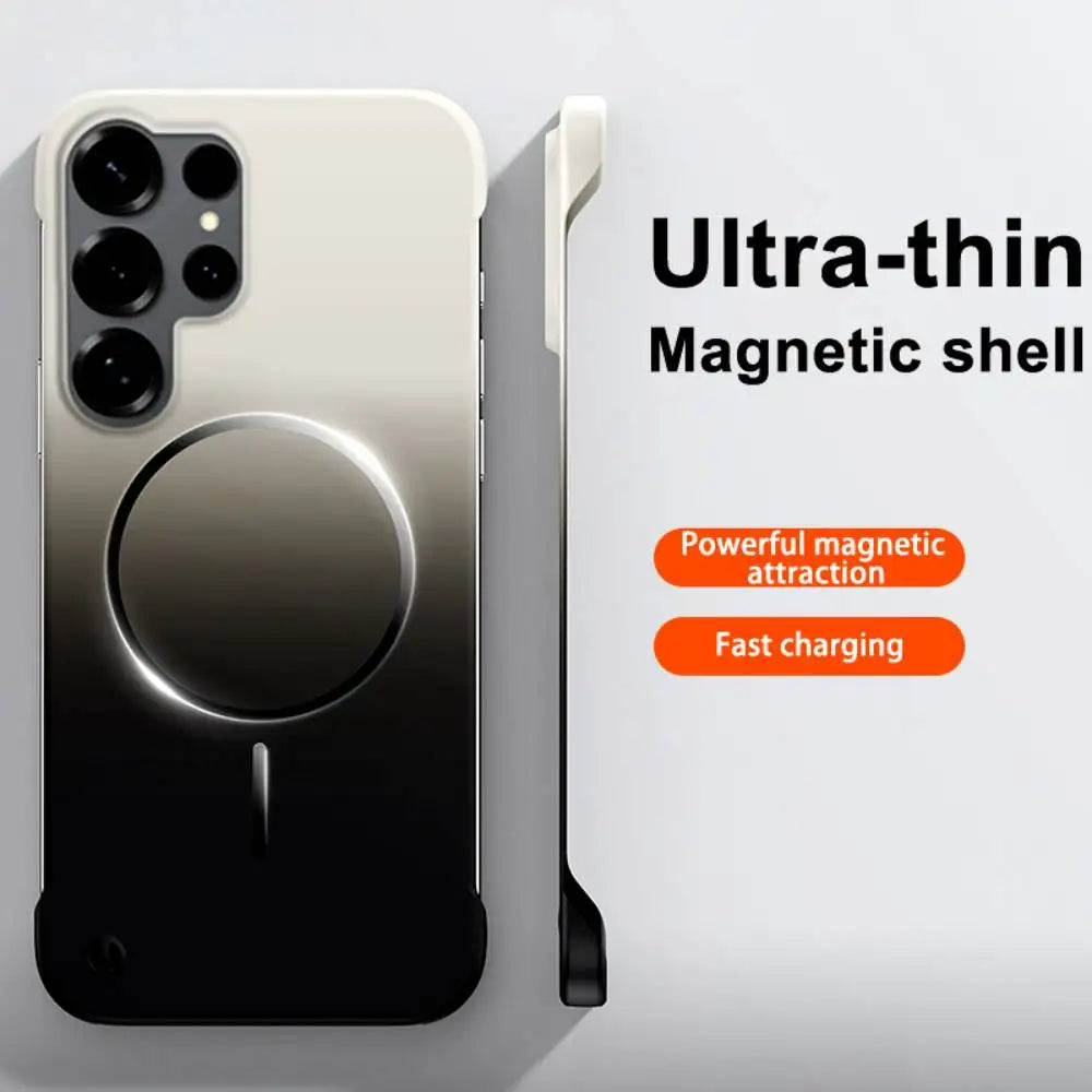 Thin Frameless Cooling Magnetic For Magsafe Case For Samsung Galaxy S25 Edge S24 S23 S22 Ultra Plus A56 Shockproof PC Hard Cover