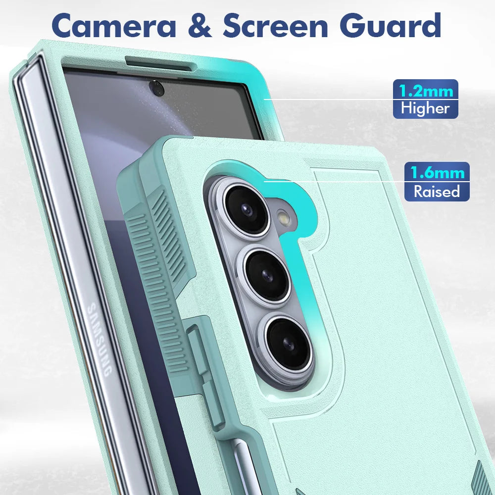 Military Shockproof Armour Phone Case for Samsung Z Fold 7 6 5 4 Fold6 Fold4 ZFold6 ZFold4 Double Layer Protective Back Cover