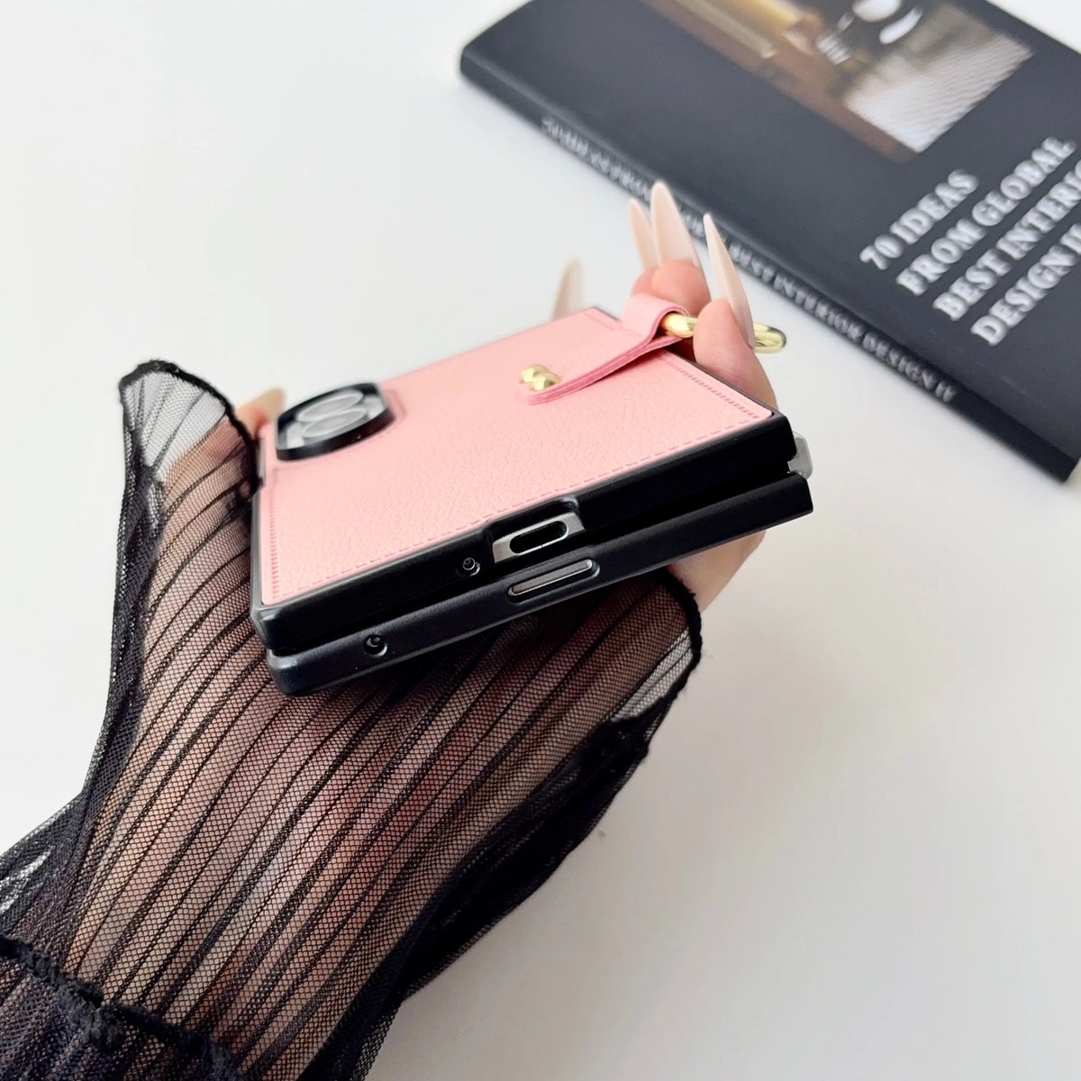 Luxury Leather Phone Case with Ring Holder for Samsung Galaxy Z Fold 8 Ultra Fold7 Fold6 Fold5 Fold4 Fold3 Anti-Fall Matte Cover