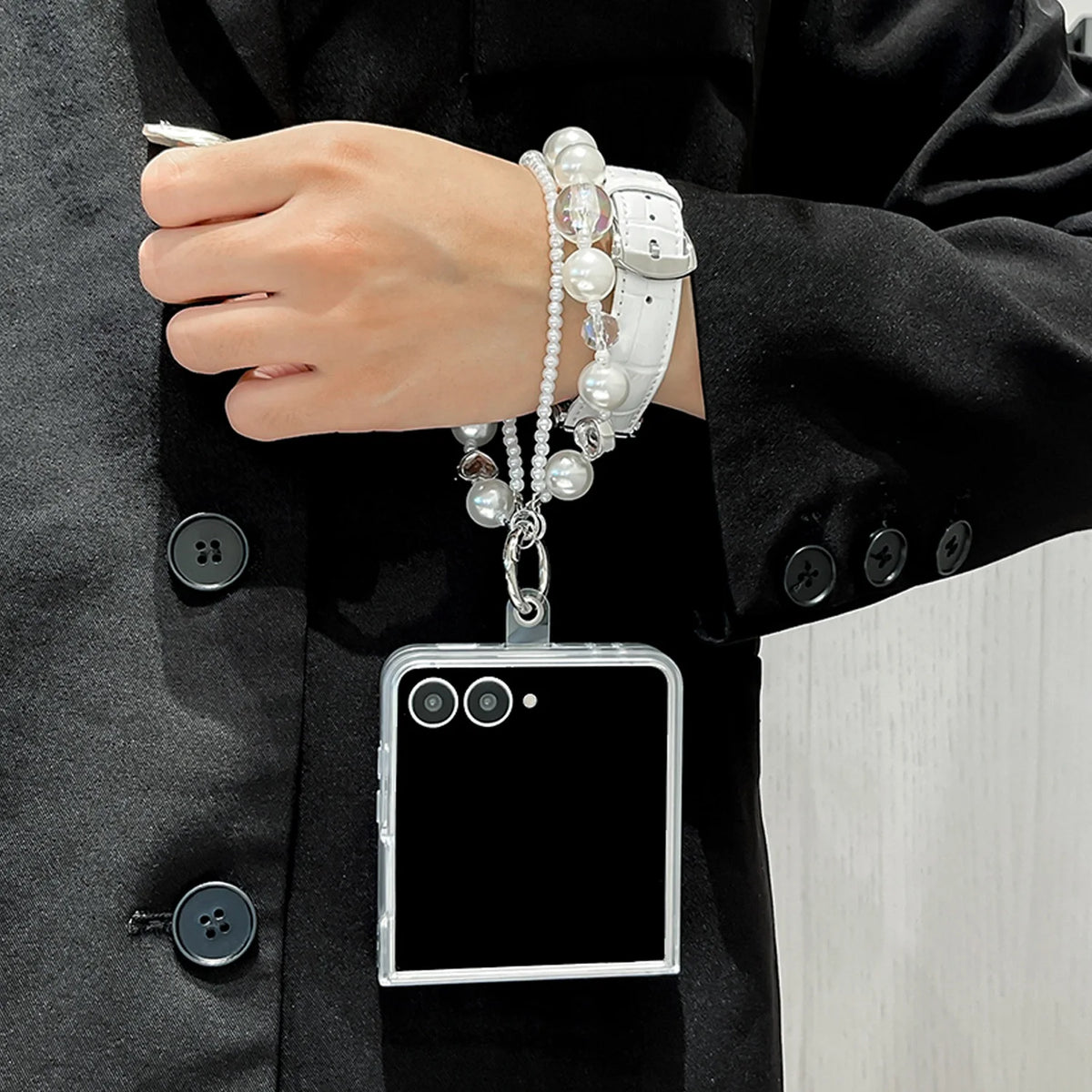 Small Folding Mirror Love Lace Phone Case for Z Flip 8 7 6 5 4 3 Lanyard Portable Comfortable Grip Fashion Edge Protection Cover