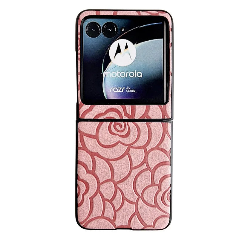 Moto Razr 50 Ultra 2024 Flower Leather Phone Case for Motorola Razr 50 40 Ultra Razr 50 40 Protective Shockproof Cover