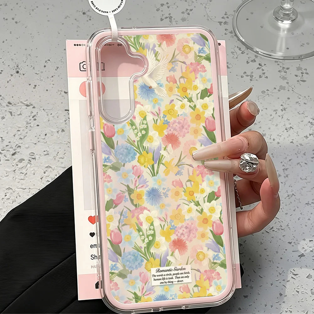Flower 2 IN 1 Clear Case For Samsung A57 5G Funda Galaxy A56 A37 A36 A35 A55 S26 S25 S23 S22 Ultra S24 Plus A15 A16 A17 A53 A54