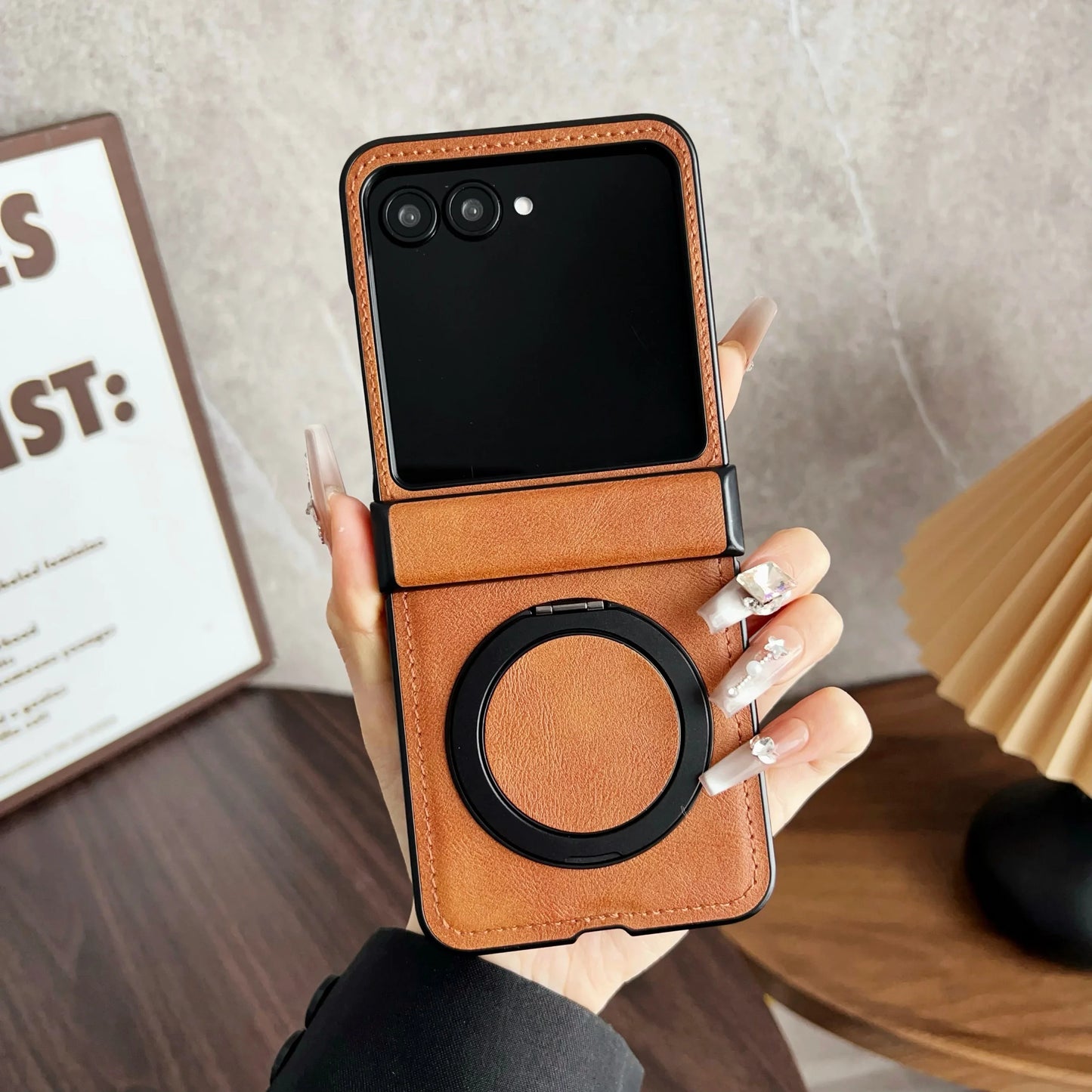 For Magsafe Holder Phone Case For Motorola Razr 60 50 Ultra Leather Hinger Protective Cover For Motorola Razr 40 Ultra Funda