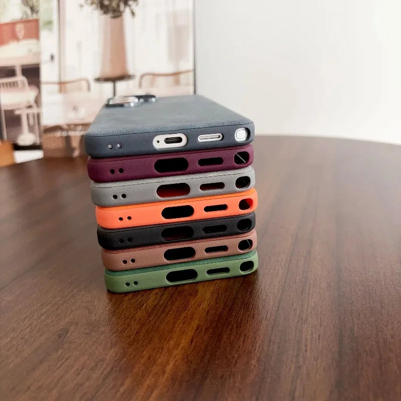 Fashion Lambskin Leather Texture Matte armor Case For Samsung S26 Ultra S25 S24 S23  Plus Lens Shockproof Phone Protect Cover