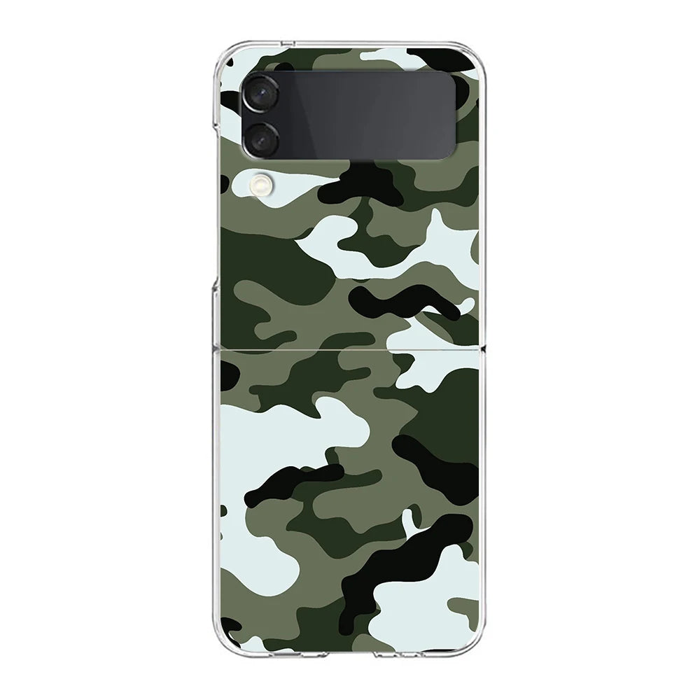 Camouflage Camo Hard PC Phone Case For Samsung Galaxy Z Flip 4 5 6 Black Cover For Galaxy Z Flip 3 Foldable Shockproof Case Capa