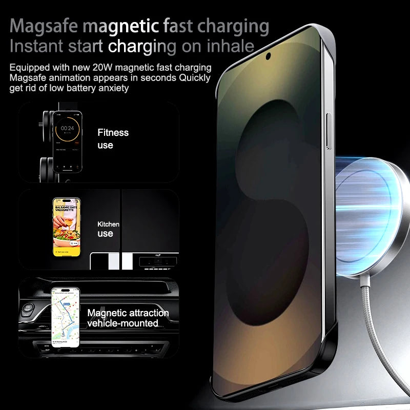 Thin Frameless Cooling Magnetic For Magsafe Case For Samsung Galaxy S25 Edge S24 S23 S22 Ultra Plus A56 Shockproof PC Hard Cover