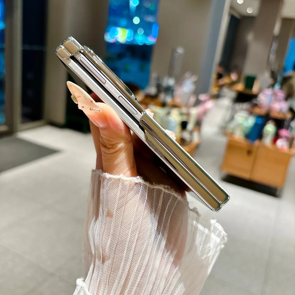 INS Style Rhombus Rhinestone Plating Case for Samsung Galaxy Z Fold 8 Ultra 5 6 7 8 ZFold8 Wide Hinge Magnetic Shockproof Cover