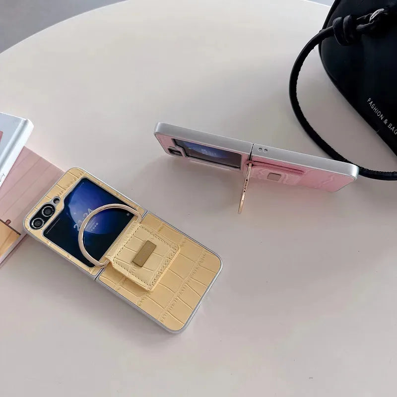 For Samsung Z Flip 7 6 5 4 3 Multi colored crocodile patterned metal buckle phone case