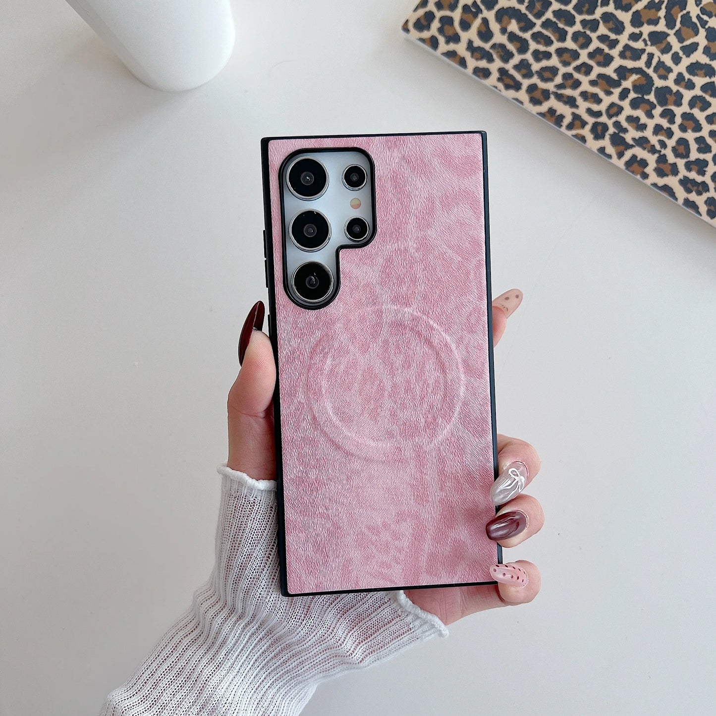 Magnetic Leopard Print Case For Samsung Galaxy S25 S24 Ultra S22 S23 FE Plus S21 Note 20 Ultra A55 A35 Wireless Charging Cover