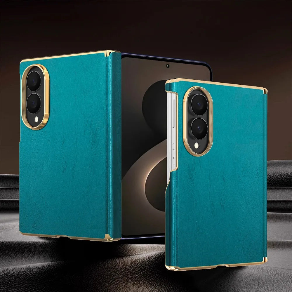 Luxury Velvet Leather for Magsafe Magnetic Case for Samsung Galaxy Z Fold 8 Ultra 7 6 Plating Lens Dual-axis Hinge Protect Cover
