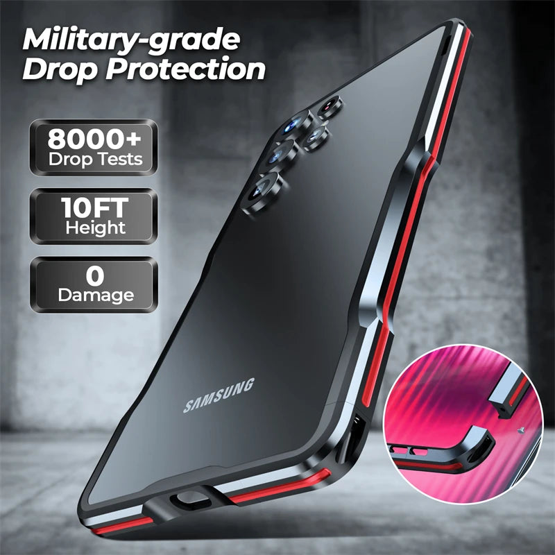 For Samsung Galaxy S25 S24 S23 Ultra Metal Frame Case Aviation Aluminum Alloy Armor Bumper Shockproof Cover for Galaxy S25Ultra