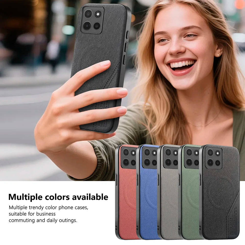 Luxury Fabric Leather Splicing Magnetic Case For Moto G05 G15 Power G06 G56 G86 G67 G77 Edge 70 Ultra 60 Neo Protective Cover