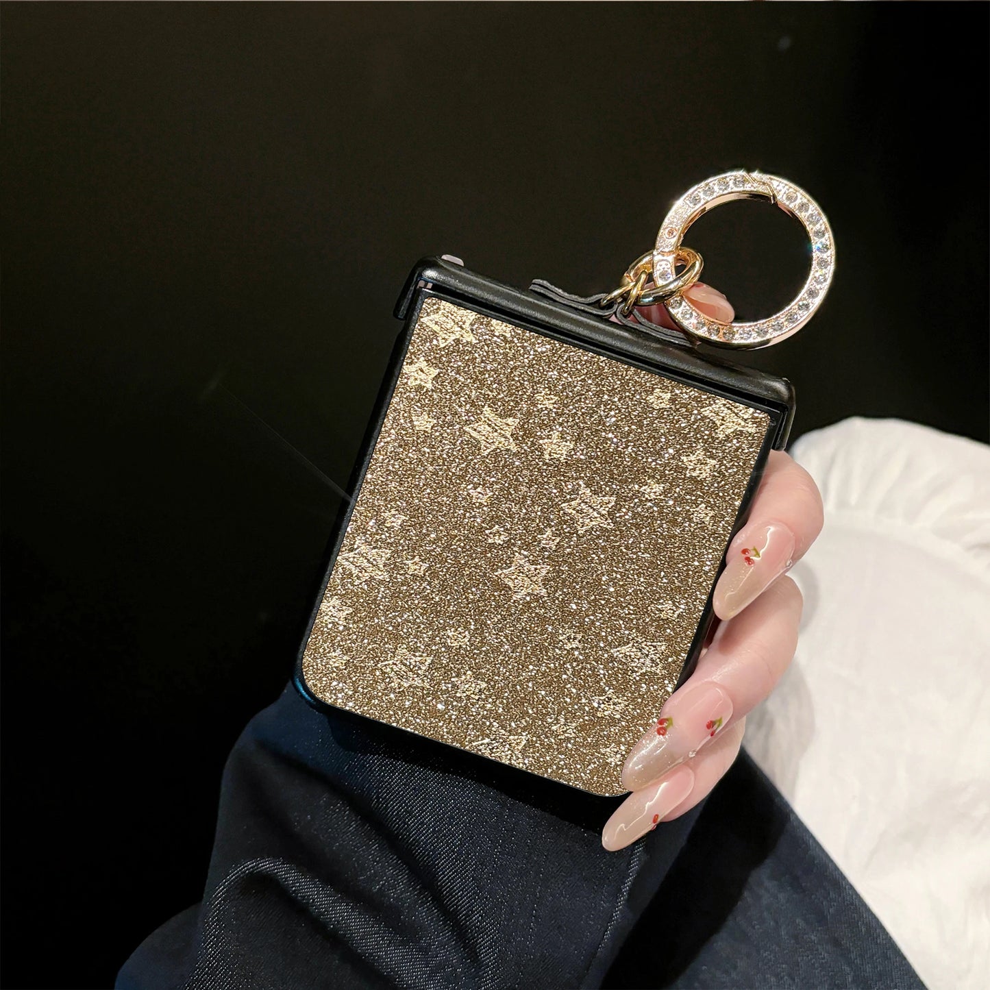 Luxury Twinkle twinkle Stars Phone Case for Motorola Razr 50 60 Ultra 2024 2025 + 2024 + 2025 with an Diamond-Plated Ring Buckle
