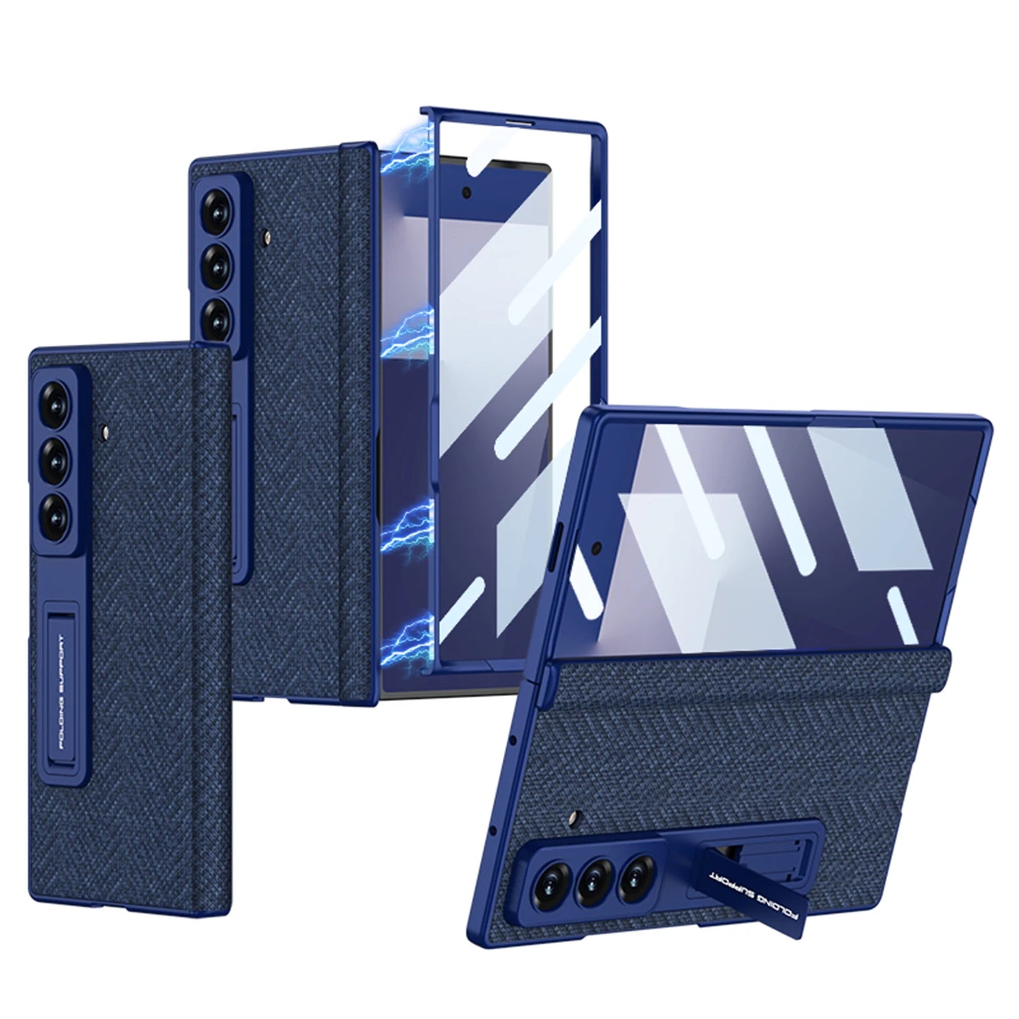 Magnetic Hinge All-included Case For Samsung Galaxy Z Fold 7 Nylon Fabric Screen Glass Protective Cover For Galaxy Z Fold7 Case