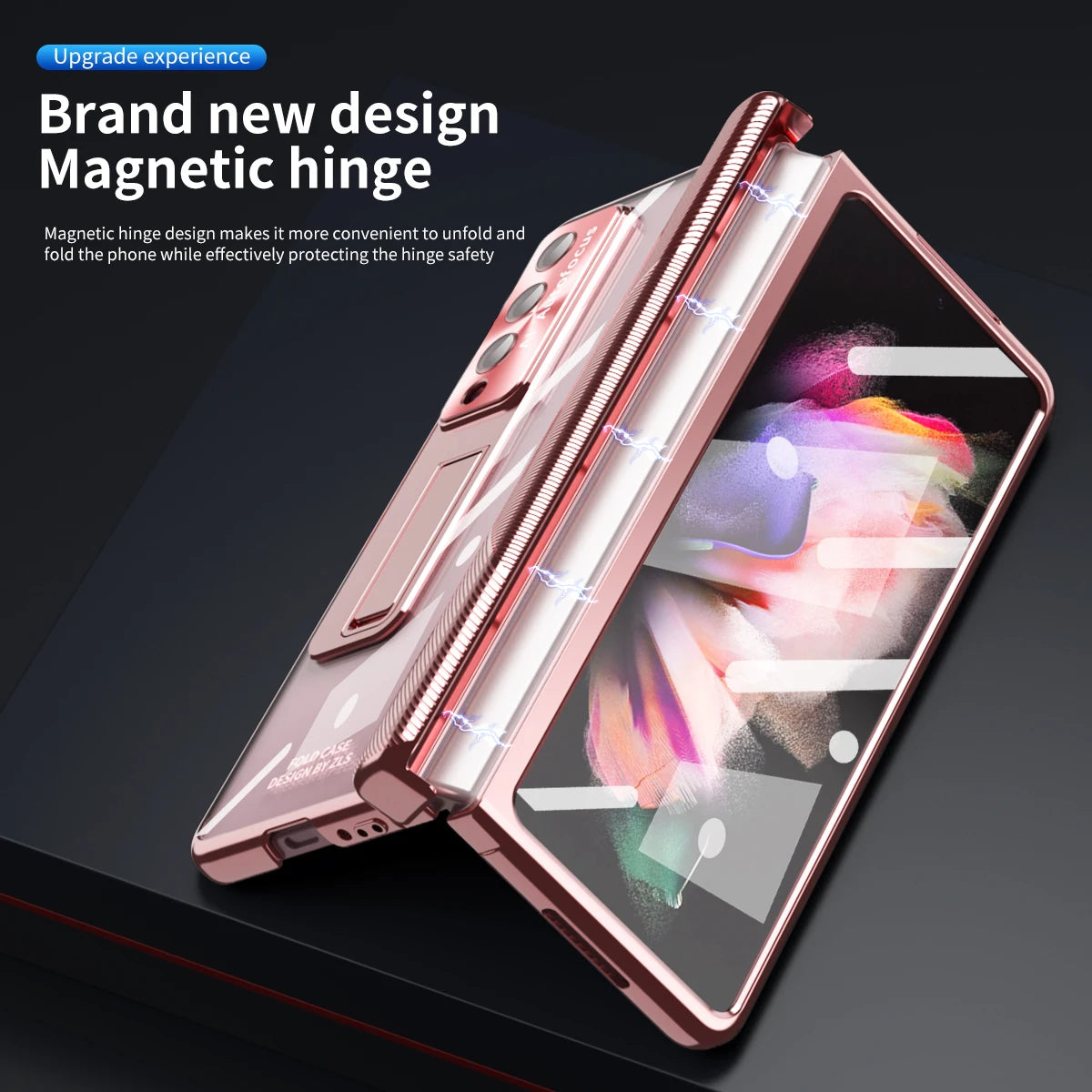 Plating Clear Magnetic Case For Samsung Galaxy Z Fold 7 6 5 4 3 Kickstand 360 Full Screen Protector Film Folding Cover