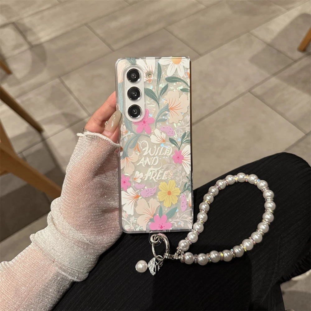 for Samsung Galaxy Z Fold 7 5G Hard PC Phone Case Floral Shell for Z Fold 7 6 5 4 3 Drop-Proof Protective Cover