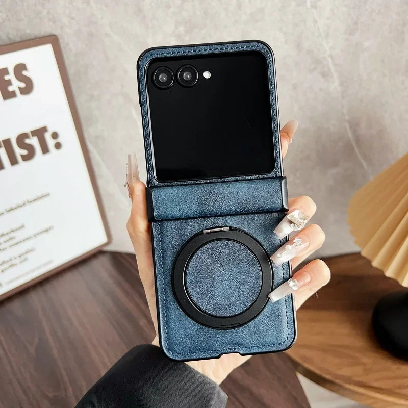 For Magsafe Holder Phone Case For Motorola Razr 60 50 Ultra Leather Hinger Protective Cover For Motorola Razr 40 Ultra Funda