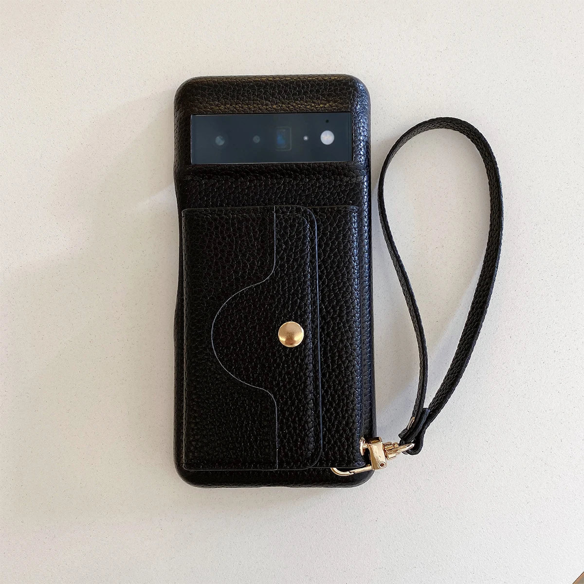 Luxury Litchi Peel Pattern PU Leather Case For Google Pixel 8 7 6 Pro 4 XL Small Mirror Card Holder Lanyard Wallet Cover