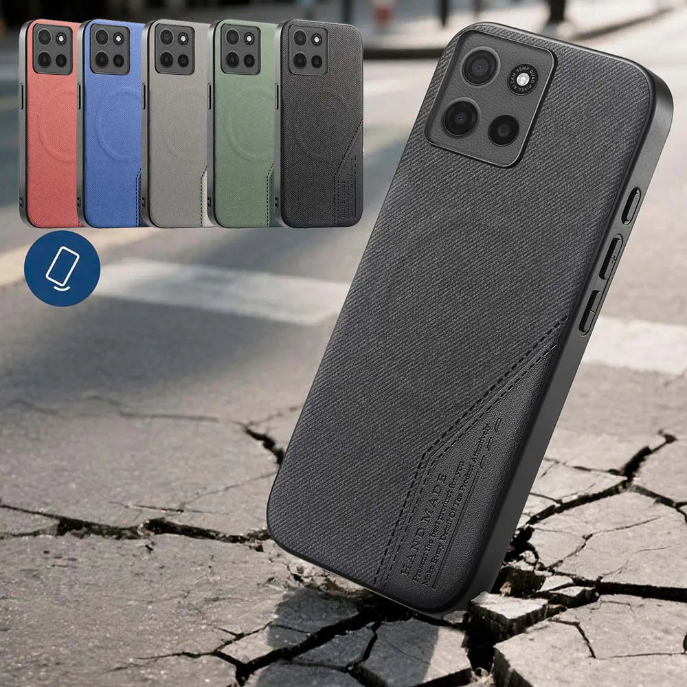 Luxury Fabric Leather Splicing Magnetic Case For Moto G05 G15 Power G06 G56 G86 G67 G77 Edge 70 Ultra 60 Neo Protective Cover