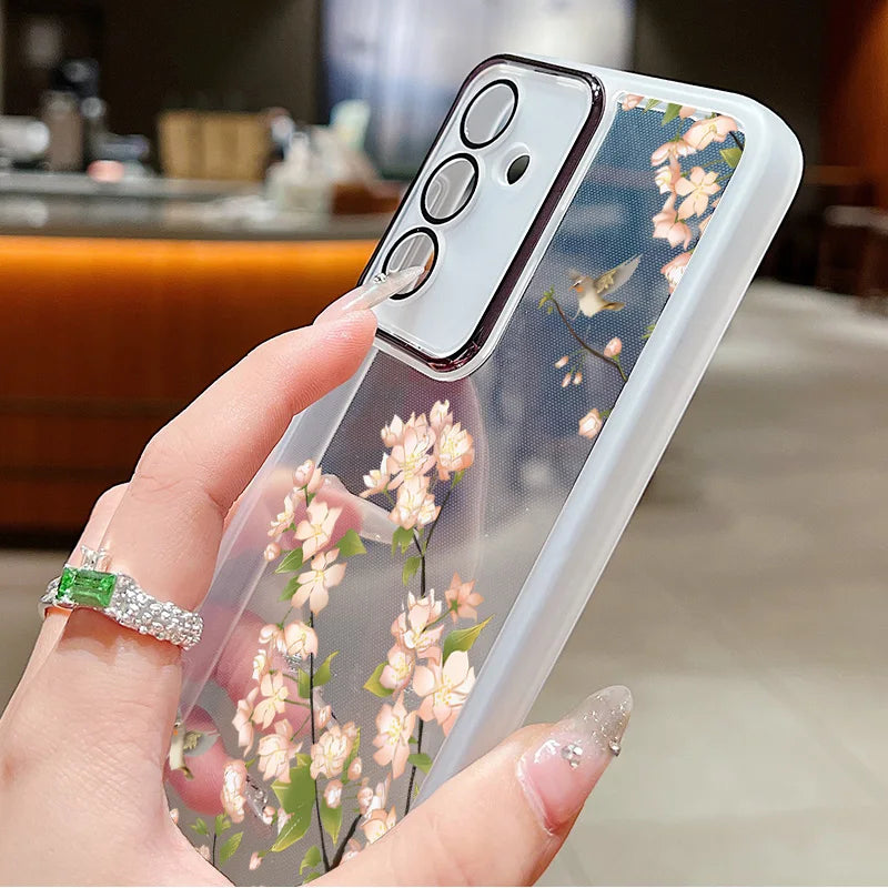 Flower Pattern Soft TPU Case For Samsung Galaxy A56 A55 A54 A15 A16 A25 A35 A36 A53 5G S25 S24 Ultra S21 S23 S24 FE Phone Cover