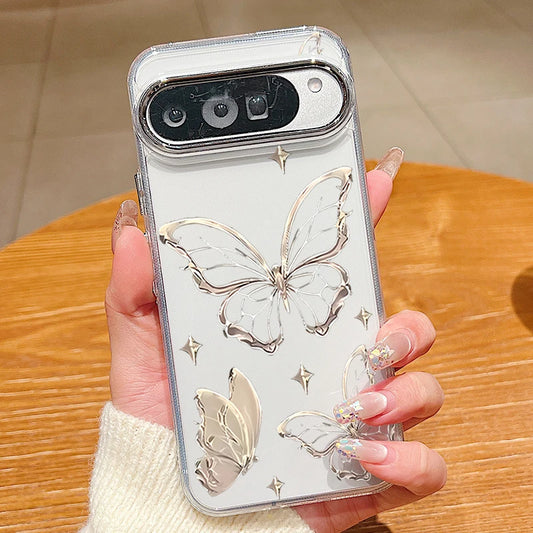 Retro Butterfly Pattern Clear Phone Case For Google Pixel 10 9 8 7 Pro Pixel 9 10 Pro XL 7A 8A 9A Shockproof Soft TPU Back Cover