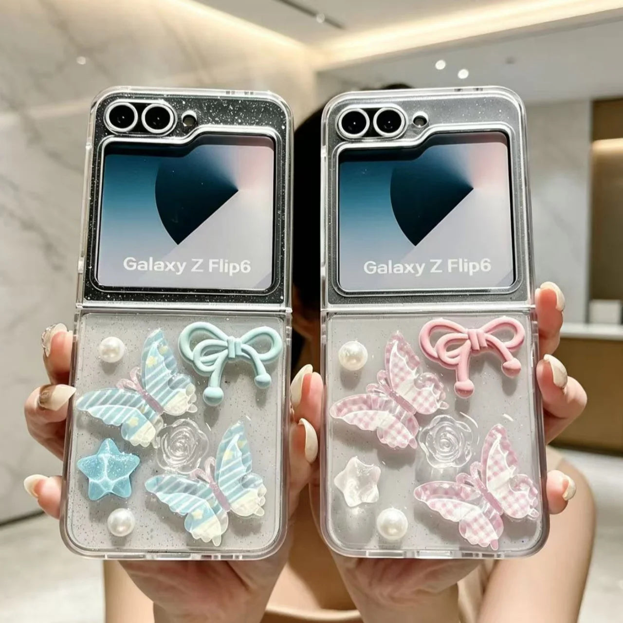 for For Motolora Moto Razr 70 60 50 Ultra 70ultra Chain Wrist Strap Fold Phone Case Ins New 3D Butterfly Pearl Shockproof Cover