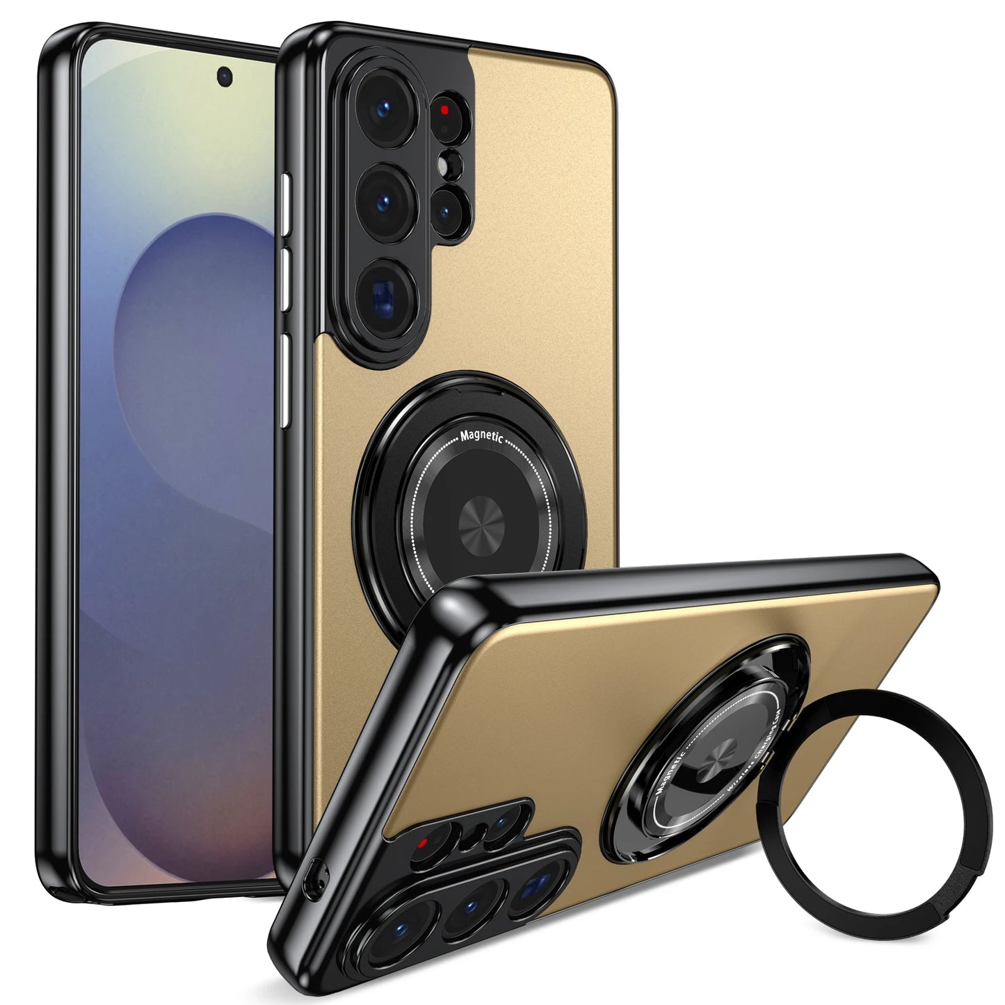 Luxury Metallic 360 Rotating Stand Case For Samsung Galaxy S26 Ultra S26+ Plus 5G Magnetic Cover With Camera Lens Protection