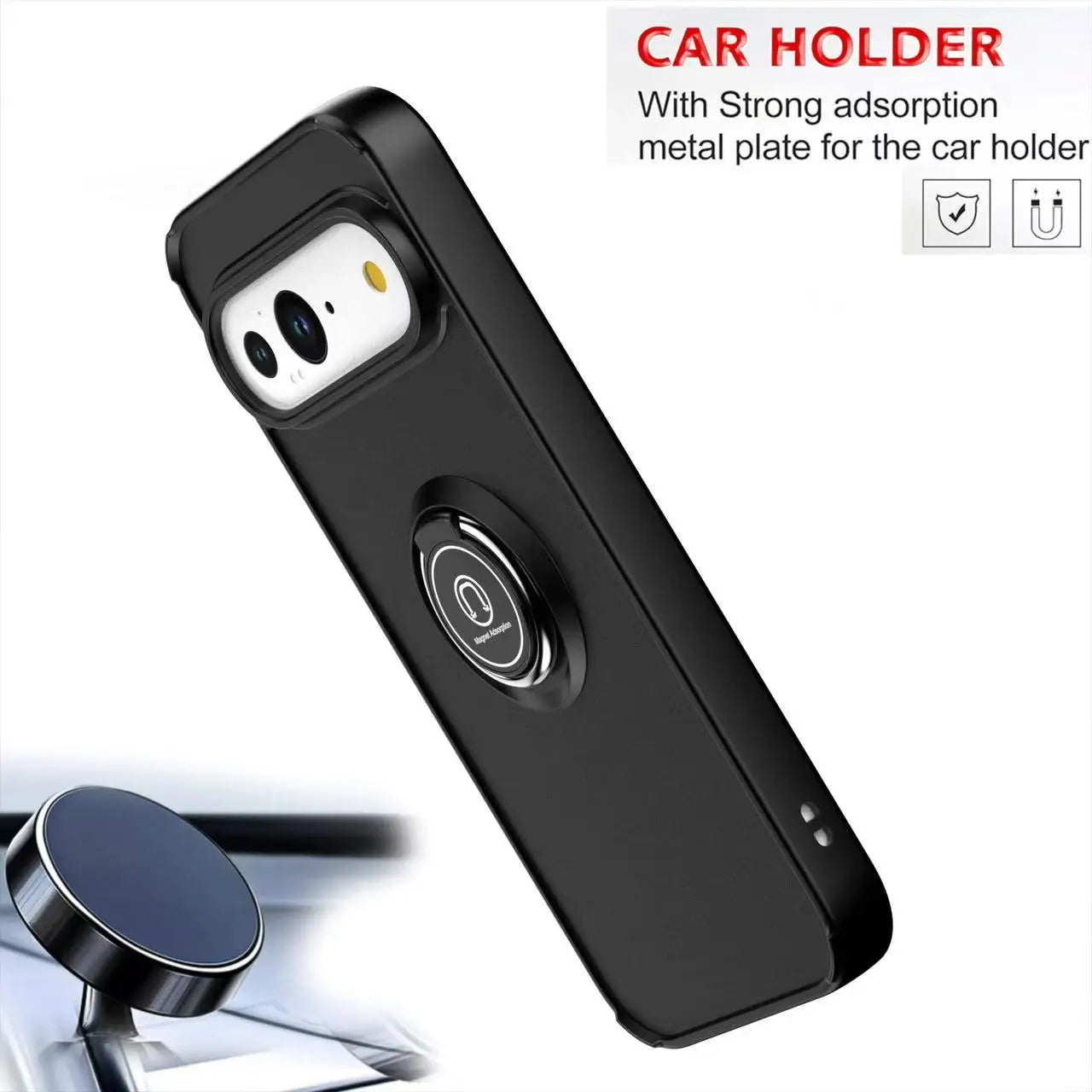 For Google Pixel 9A 8A 7A Armor Matte Car magnetic Cover For Google Pixel 10 9 Pro XL Pixel 7 8 Pro Ring Stand Shockproof case