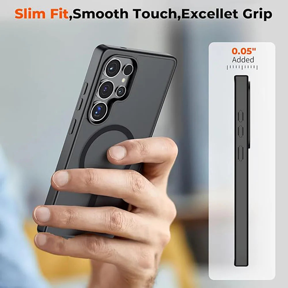 For Magsafe Translucent Phone Cases For Samsung Galaxy S26 S25 S24 S23 S22 Ultra Plus Case Magnetic Wireless Charging Cover