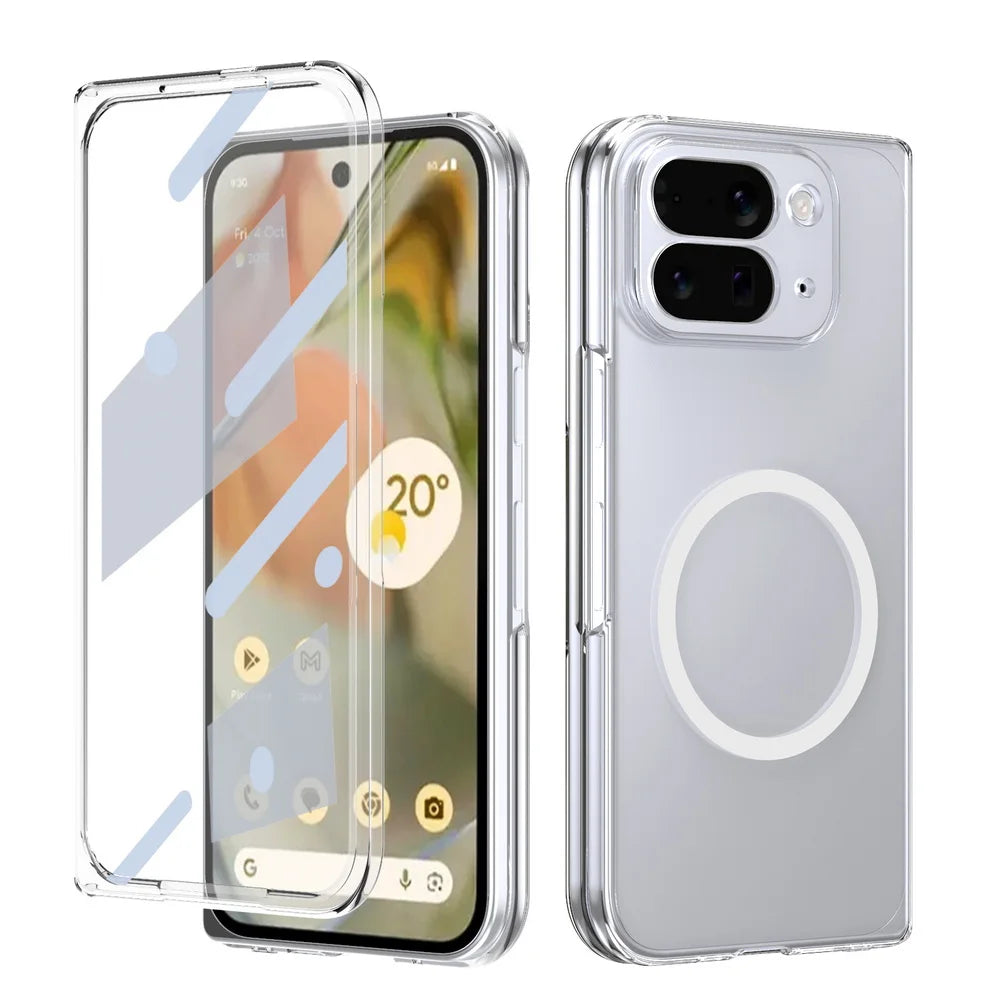 Metal Camera Edge Buttons Magnet Adsorption Tempered Glass Protect Case For Google Pixe 10 Pro Fold pixel10 fold Back Cover