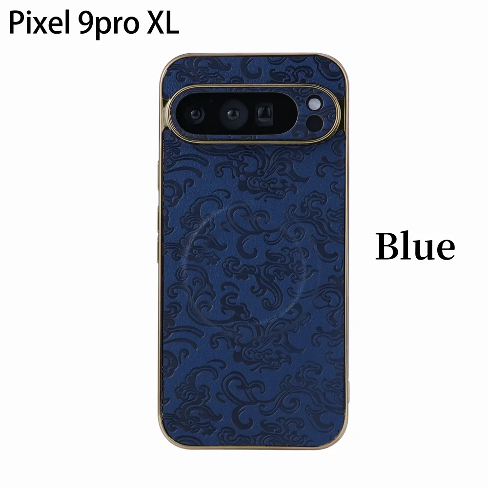 Luxury Advanced Texture Pattern Leather Phone Case For Google Pixel 9Pro 9 Pro XL Plating Protective Cover For Pixel 8 8A 8 Pro