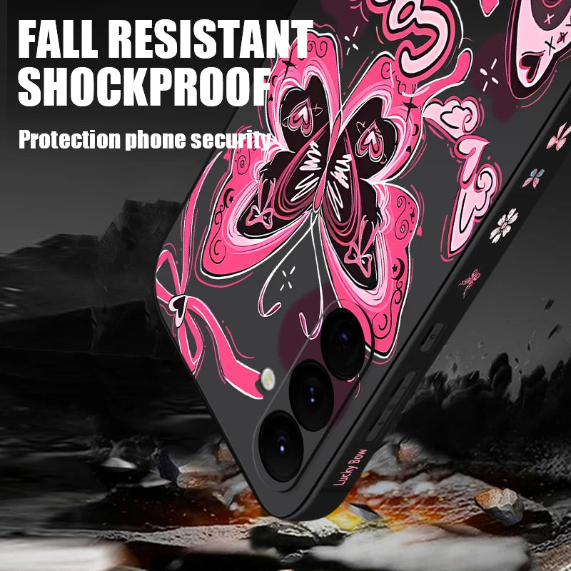 Cool Girl Butterfly Case For Samsung Galaxy S25 Edge S24 Ultra S23 S22 Plus S21 FE A15 A35 A55 A16 A54 A36 A56 A17 5G Capa Funda