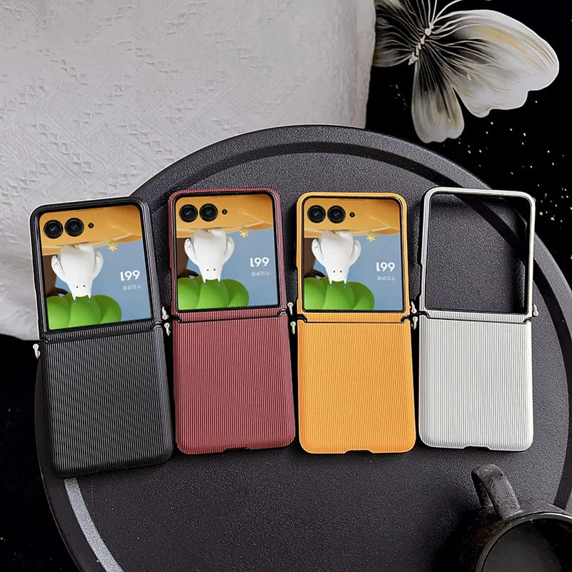Vertical Bar Textured Candy with Side Buckle Phone Cases For Motorola Moto Razr 60 50 Ultra Razr60  Shockproof Protective Cover