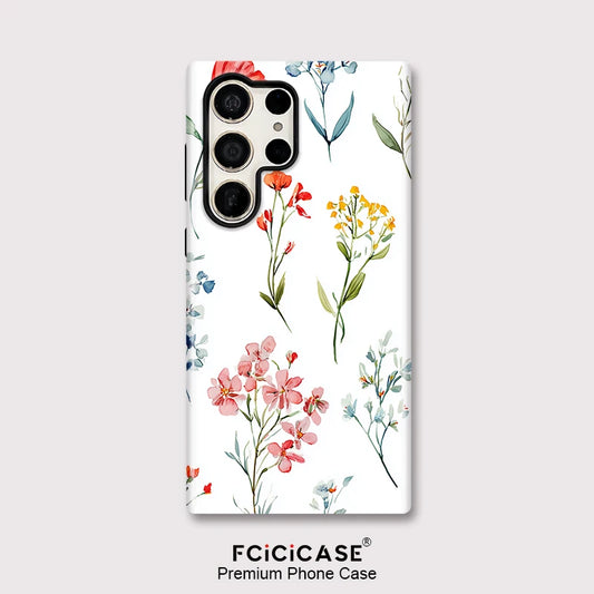 Fcicicase Acrylic Phone Case For Samsung Galaxy S25 S20 FE S24 Ultra S23 Plus A26 A16 A36 A56 Flower Matte Soft Silicone Cover