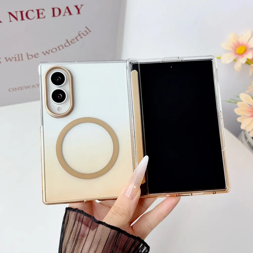 Luxury Gradient Color Clear Slim for Magsafe Case For Samsung Z Fold 8 Ultra 7 6 5 Fold8 Wide Ultra Thin Hinge Protection Cover