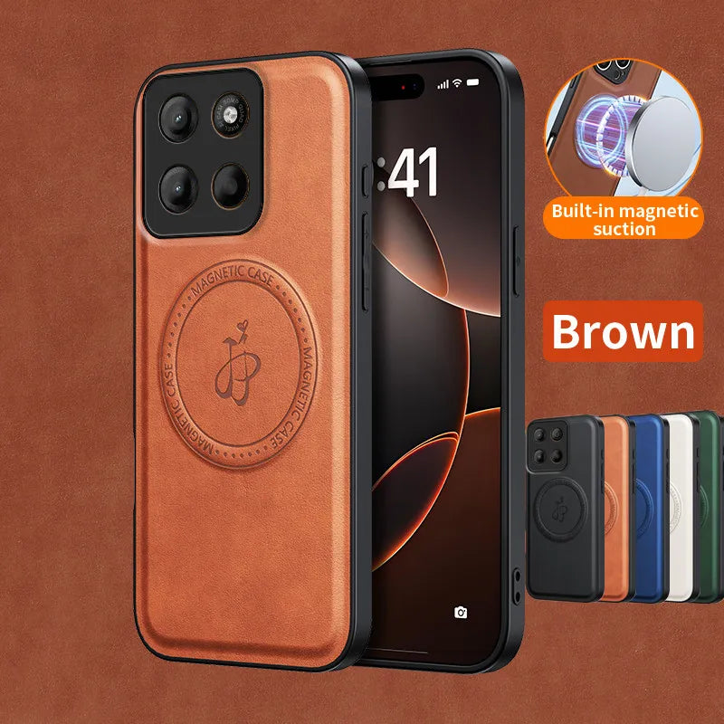 Wireless Charging Magnetic Case for Motorola Moto G56 G86 5G G85 G75 G15 G05 E15 Protective Cover PU Leather Back Shell Fundas