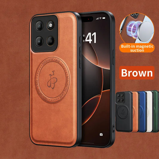 Wireless Charging Magnetic Case for Motorola Moto G56 G86 5G G85 G75 G15 G05 E15 Protective Cover PU Leather Back Shell Fundas