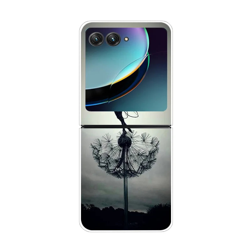 For Motorola Razr 40 Ultra Phone Case Flower Painted Clear Plastic PC Hard Back Cover For Moto Razr 40 Ultra Case 40Ultra 6.9"