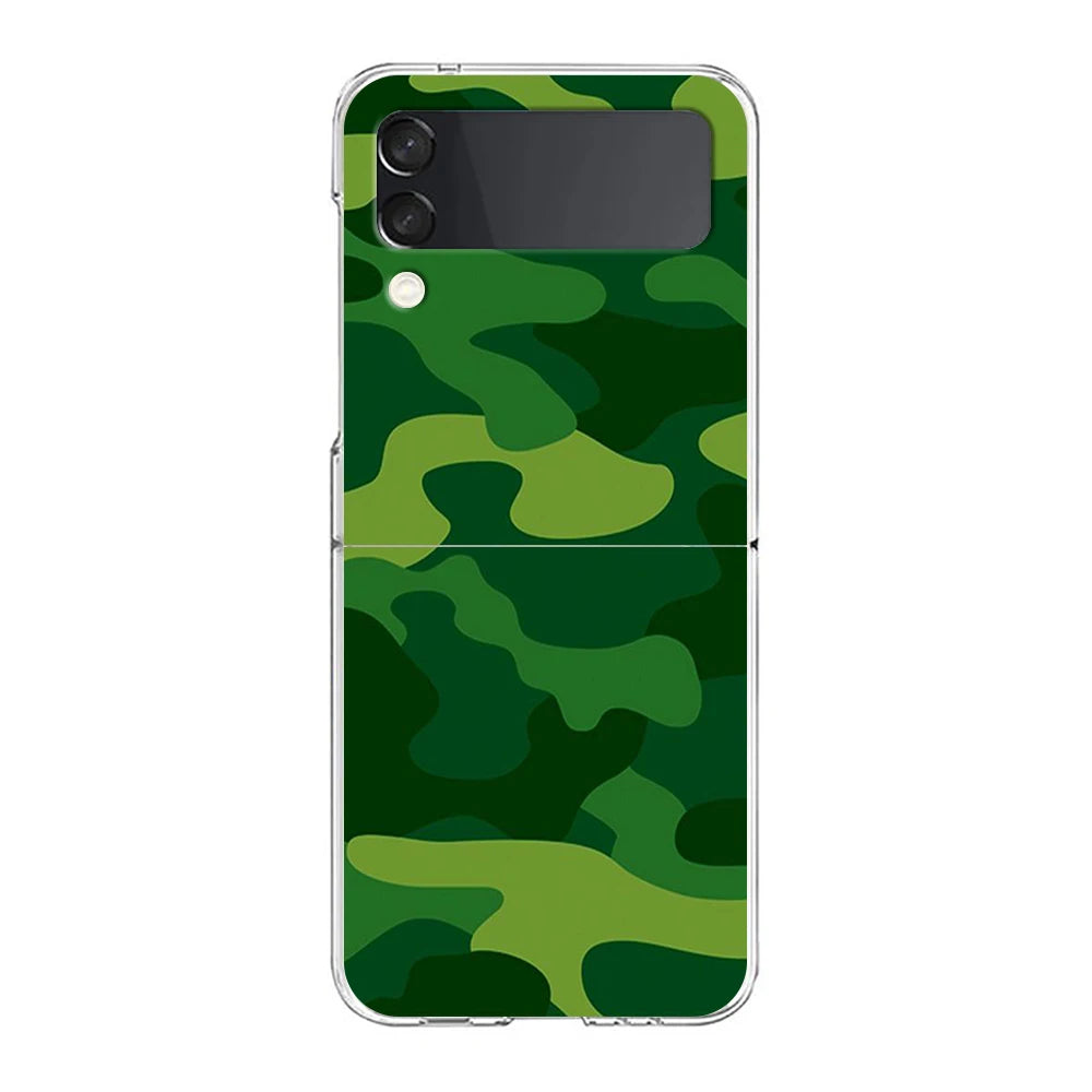 Camouflage Camo Hard PC Phone Case For Samsung Galaxy Z Flip 4 5 6 Black Cover For Galaxy Z Flip 3 Foldable Shockproof Case Capa