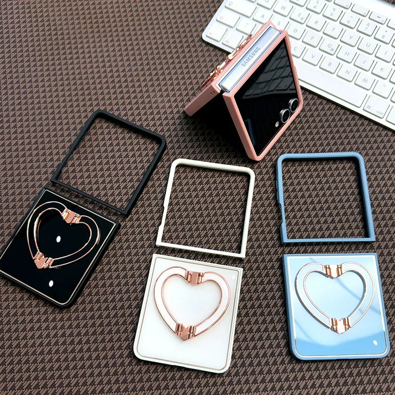 Acrylic Love Bracket Finger Ring Holder Phone Case For Samsung Galaxy Z Flip 7 flip7 Slim Protection Cover