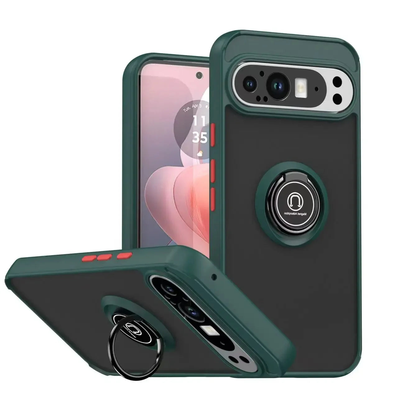 For Google Pixel 9A 8A 7A Armor Matte Car magnetic Cover For Google Pixel 10 9 Pro XL Pixel 7 8 Pro Ring Stand Shockproof case