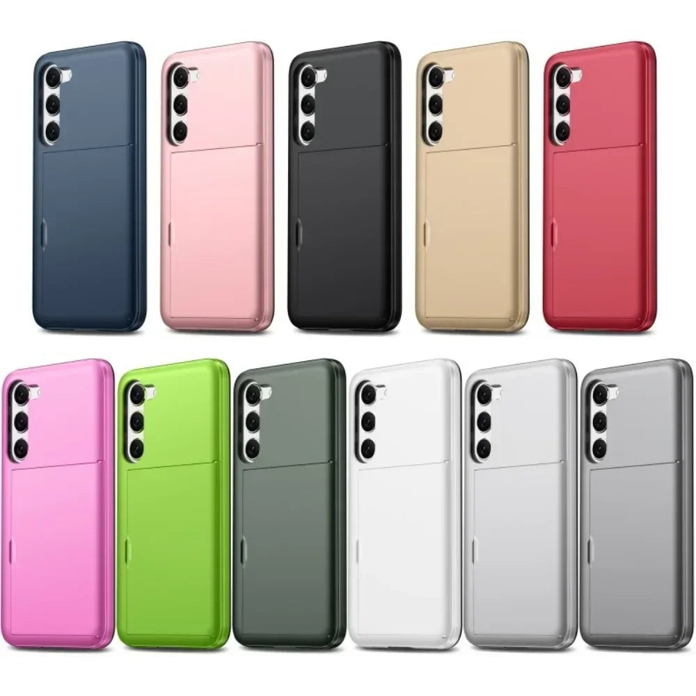 For Samsung Galaxy S25 S24 Ultra S22 Plus S23 S21 S20 FE Note 20 A17 A55 Wallet Cover Card Holder Slot Shockproof Phone Case