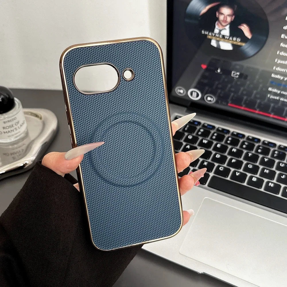 Pixel 10proXL Business Leather Magnetic Phone Case for Google Pixel 8 9 Pro 9A 8A 9 ProXL Pltaing Frame Shockproof Magsafe Cover