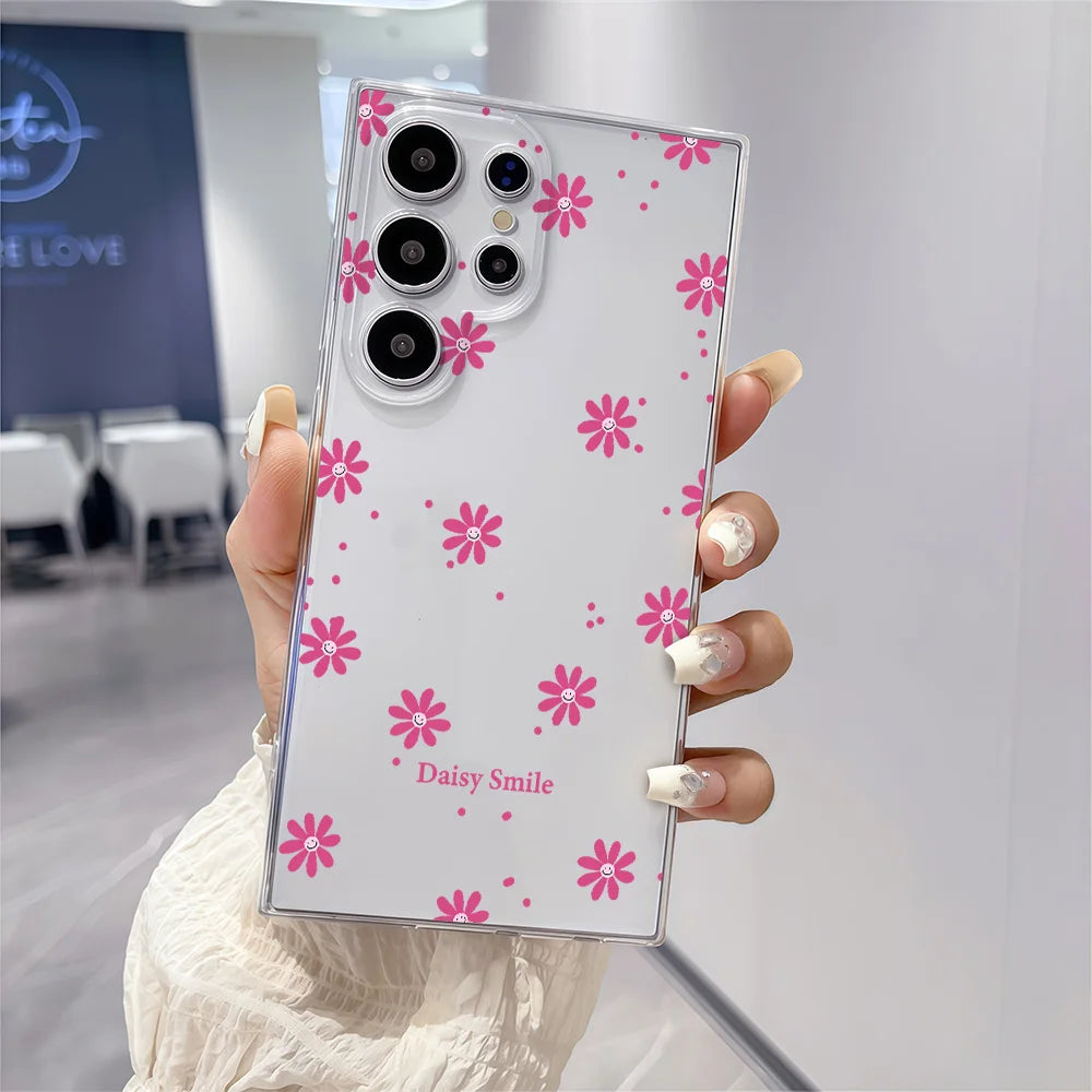 For Samsung Galaxy S26 S25 S24 S23 S22 S21 S20 Note 20 Ultra 9 8 10 S8 S9 S10 Plus Case Daisy Smile Printed Clear Soft TPU Cover